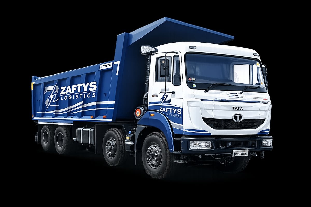Tipper dumper truck at a construction and mining site